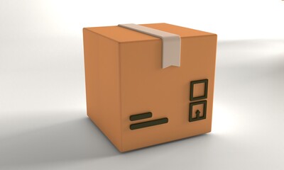Cardboard box, delivery package, shipping box. Transportation, delivery, shipping concept. Cartoon minimal style.