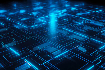 Fototapeta premium Futuristic, blue geometric background