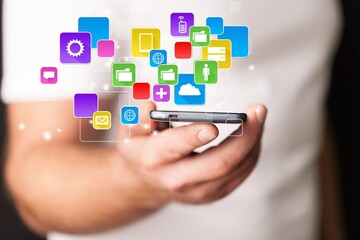 Human hands using modern smartphone