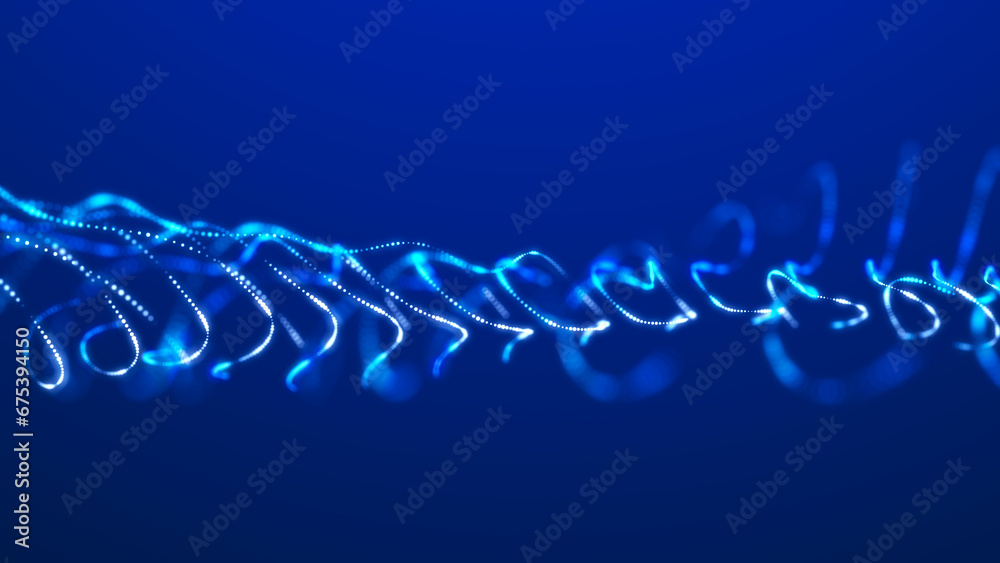 Poster sci-fi background. digital wave with many particles. big data visualization. template for festive pr