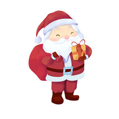 Vector watercolor santa claus character