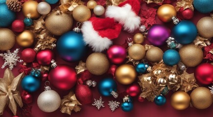 christmas background with christmas decorations, christmas background, christmas gifts on abstract background, christmas scene