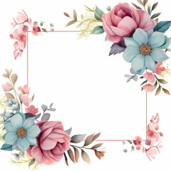 Beautiful Watercolor Flower Frame For Wedding Cards