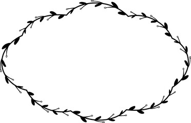 Horizontal Frame flower Wreath floral leaf borders Rectangle shape silhouette black decoration border Branch laurel wedding frames Botanical ornate Elements design badge decoration 