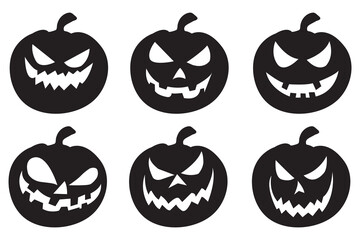 Halloween scary pumpkin vector collection, a Set of Halloween pumpkin illustration, Flat style vector spooky creepy pumpkin Bundle