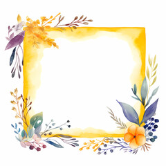 Fototapeta na wymiar Colorful watercolor frame with a floral design