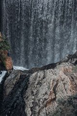 Spectacular waterfall in the Elche reservoir. In Elche, Alicante, Valencian community, Spain
