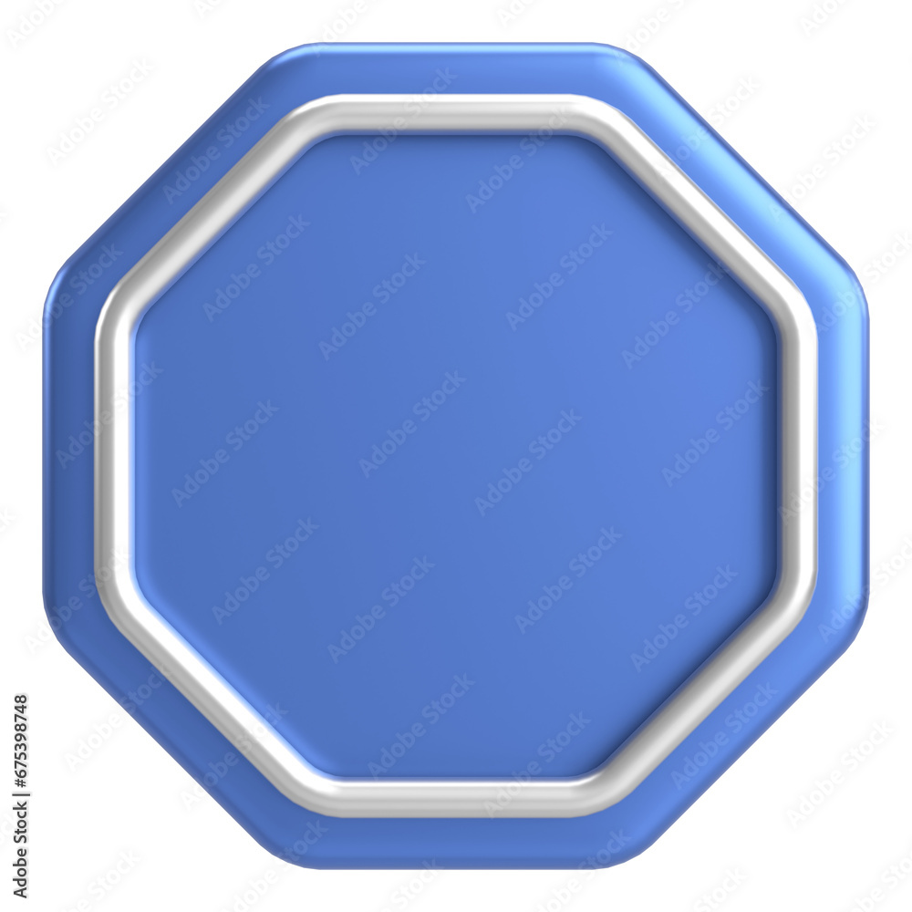 Wall mural 3D octagon button. Empty button. 3D illustration.