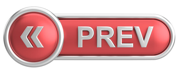 Previous button. Back button. 3D illustration.