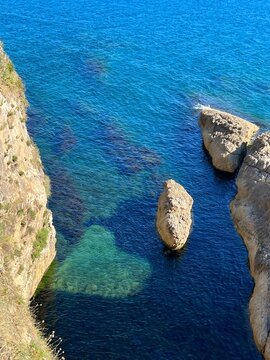 Rocky coast of Mediterranean sea in Montenegro, aerial view.