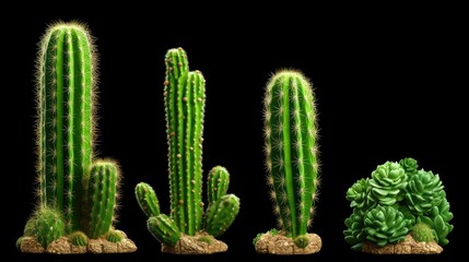 Cactus plant isolated on white background. 3D Rendering