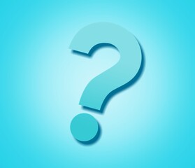 Blue big Question mark on wall background