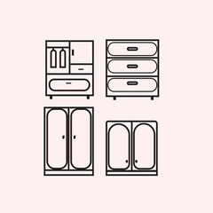 cupboard minimalist logo design line art illustration creative furniture