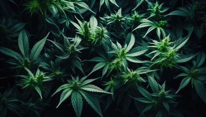 Obrazy na Plexi  zdjecia leczniczej konopi z ładnymi liścmi marihuany