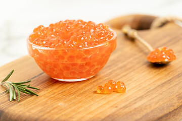 red caviar on a white background