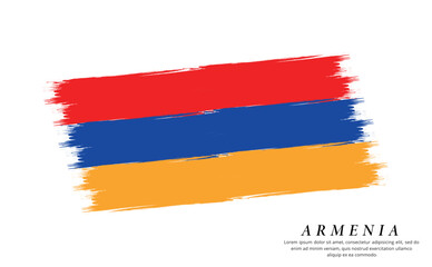 Armenia flag brush vector background. Grunge style country flag of Armenia brush stroke isolated on white background