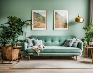 Modern cozy living room and blue wall texture background interior design. Interior design. natural light. natural color. interior design concept