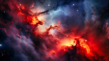 Cosmic nebula clouds, Stellar nursery, Interstellar gas and dust with radiant glow,