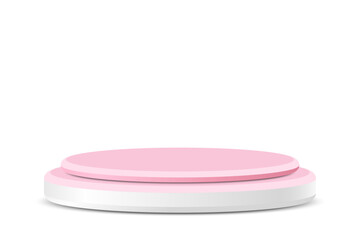 3d pink and white round podium, pedestal for displaying product presentations, awards