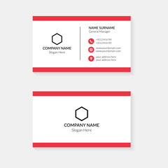Business card design template. Red color creative and clean business card concept design