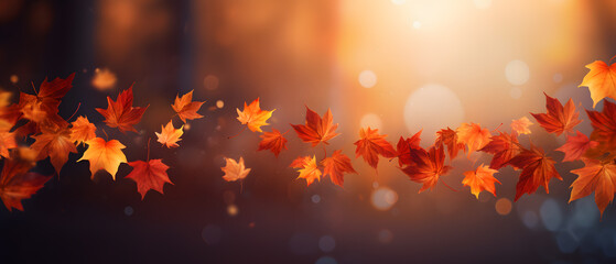 Orange maple leaves autumn background banner 