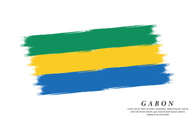 Gabon flag brush vector background. Grunge style country flag of Gabon brush stroke isolated on white background