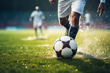 Obraz na płótnie Canvas Soccer player legs and ball, action shot