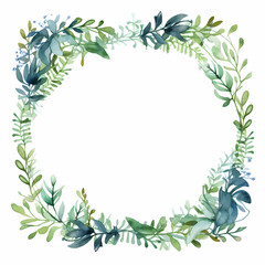 Green watercolor frame with a floral design