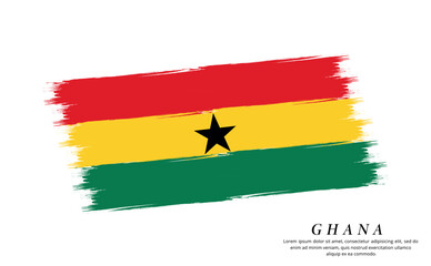 Ghana flag brush vector background. Grunge style country flag of Ghana brush stroke isolated on white background