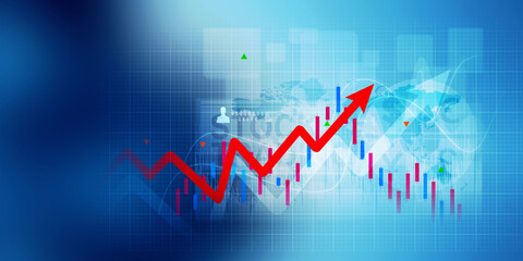 2d rendering Stock market online business concept. business Graph 