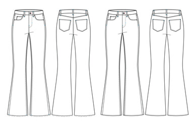 Mid Rise Womens Flared Jeans AI Vector