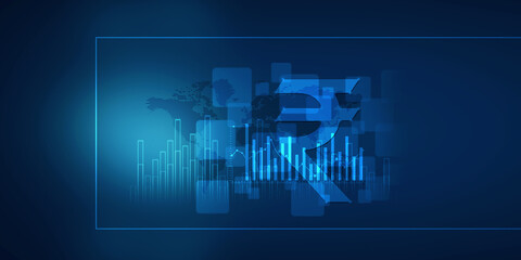 2d rendering Stock market online business concept. business Graph 