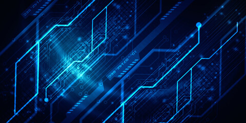 2d illustration Abstract futuristic electronic circuit technology background
