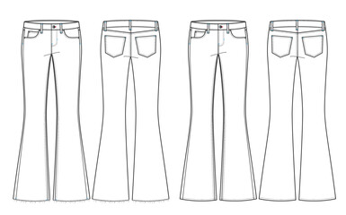 Low Rise Y2K Flare Jeans - Vector AI - obrazy, fototapety, plakaty