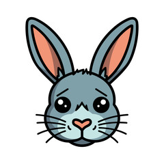Rabbit face. Cartoon illustration of a rabbit face in flat design