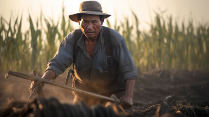 Chinese farmer in a field