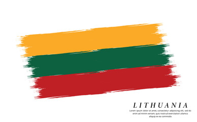 Fototapeta premium Lithuania flag brush vector background. Grunge style country flag of Lithuania brush stroke isolated on white background