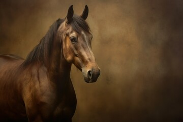 Obraz na płótnie Canvas Elegant horse isolated on a black background. Close-up portrait of a horse.