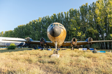Disassembled engines and propellers of plane