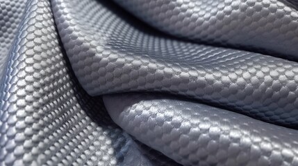 Grey soccer fabric texture with air mesh. Sportswear background