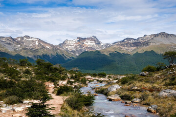 Fototapeta na wymiar Landscape and mountains near Ushuaia
