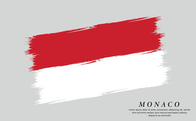 Monaco flag brush vector background. Grunge style country flag of Monaco brush stroke isolated on white background