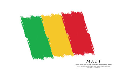 Mali flag brush vector background. Grunge style country flag of Mali brush stroke isolated on white background