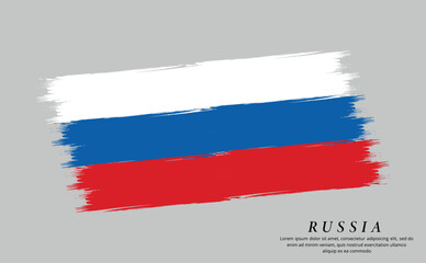 Russia flag brush vector background. Grunge style country flag of Russia brush stroke isolated on white background