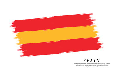 Fototapeta premium Spain flag brush vector background. Grunge style country flag of Spain brush stroke isolated on white background