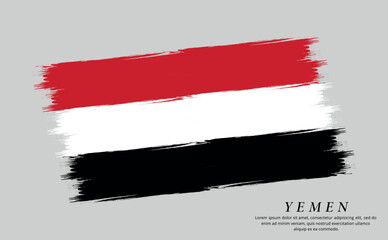 Yemen flag brush vector background. Grunge style country flag of Yemen brush stroke isolated on white background