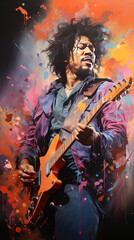 Rock star with guitar and music, Generative AI