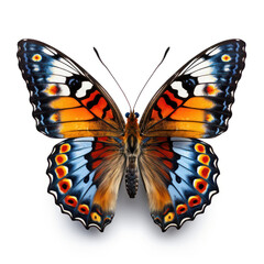 Bright Yellow and blue Butterfly  Isolated on Clean White Background