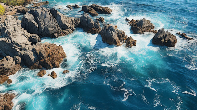 waves crashing on rocks HD 8K wallpaper Stock Photographic Image 