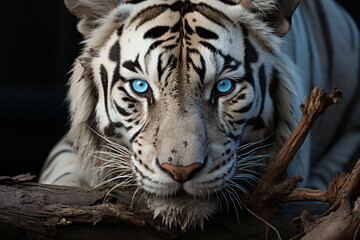 Fototapeta na wymiar White Elegance: A Captivating Photo of a Tiger with Blue Eyes